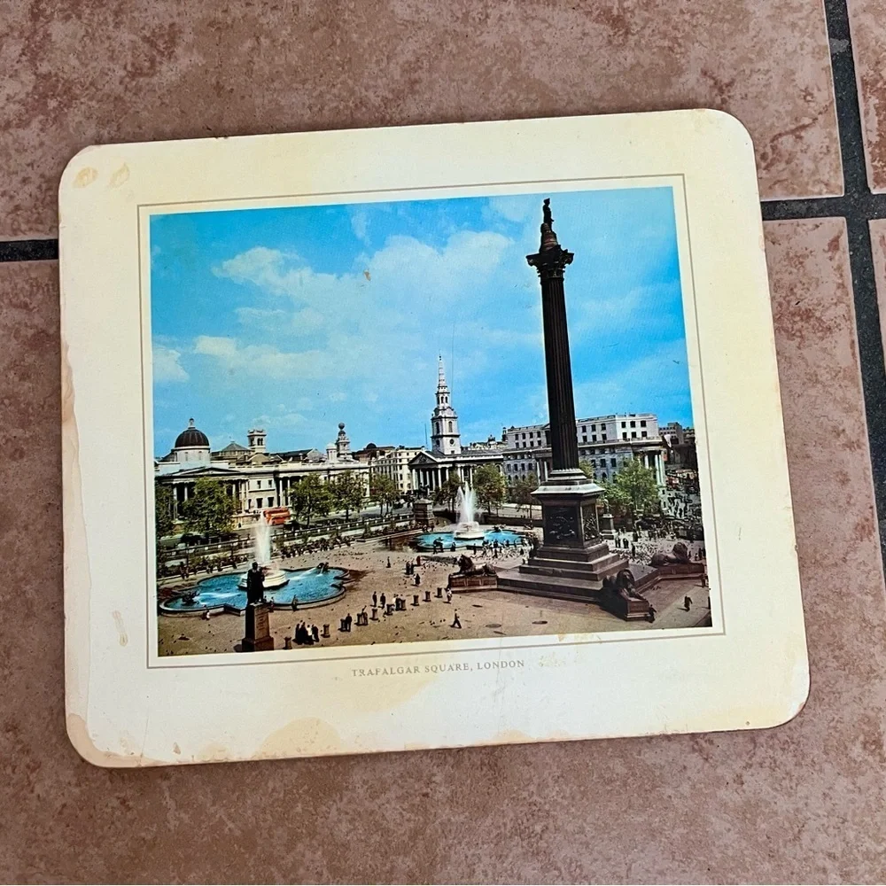 Vintage Coaster Set with Scenic Prints 6.5/7 Inch